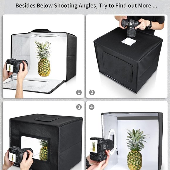 Portable Studio LED Lighted Photo Box - 16x12 w/ Backdrops - Picture 3 of 4